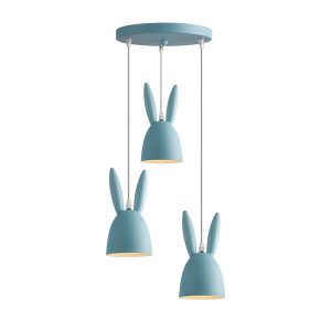 IM1 LAMPARA COLGANTE INFANTIL BASE REDONDA CELESTE C/OREJAS DE CONEJO IL-K070H 3L E27  (CH)