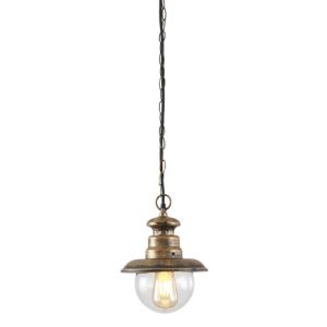 IM1 LAMPARA FAROL COLGANTE BRONCE VIDRIO GLOBO TRANSPARENTE E-30040B 1L E27