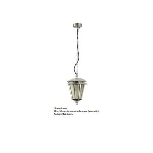 IM1 LAMPARA FAROL COLGANTE ACERO INOXIDABLE VIDRIO TRANSPARENTE 50202C 1L E27